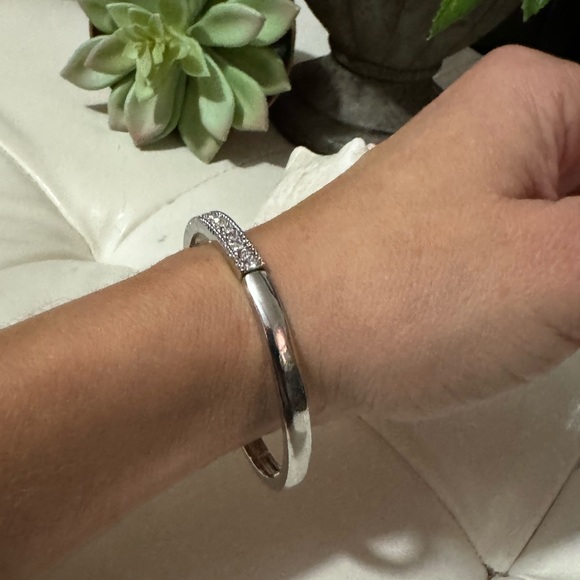 Crystal Encrusted Bangle-Silver Toned - Picture 15 of 15